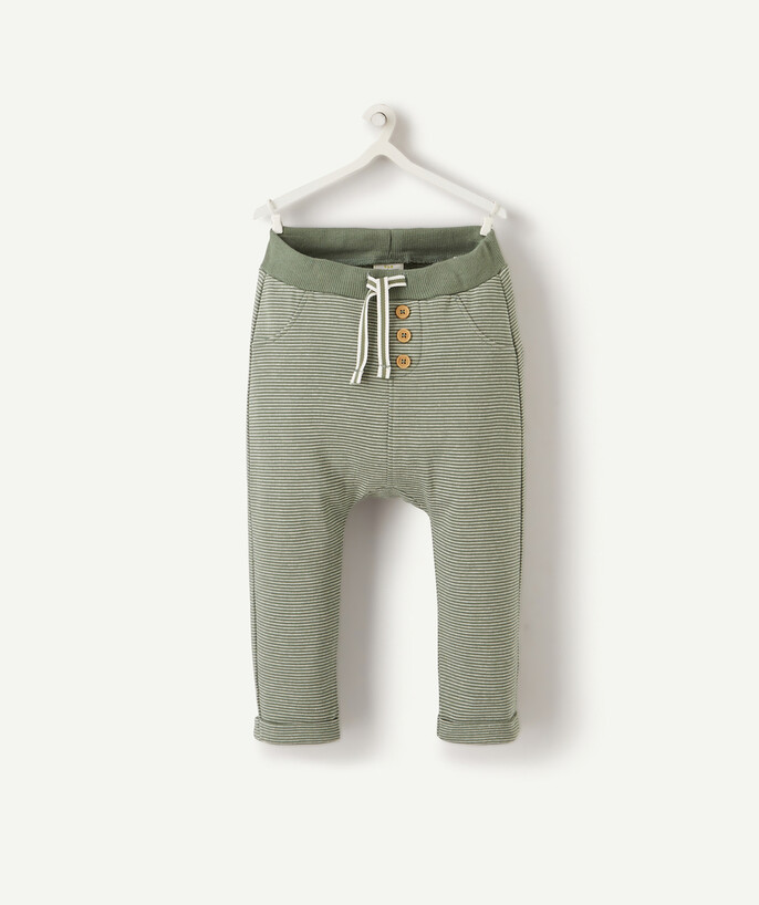   - LE PANTALON SAROUEL RAYÉ VERT ET BLANC EN COTON BIOLOGIQUE