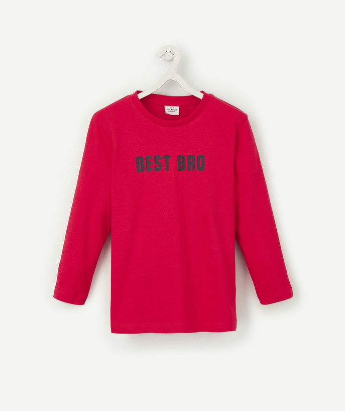   - LE T-SHIRT ROUGE AVEC MESSAGE EN COTON BIOLOGIQUE