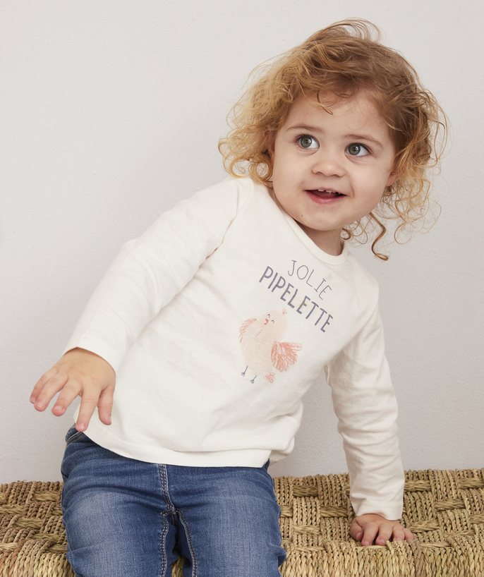   - LE T-SHIRT BLANC EN COTON BIOLOGIQUE AVEC ANIMATION ET MESSAGE