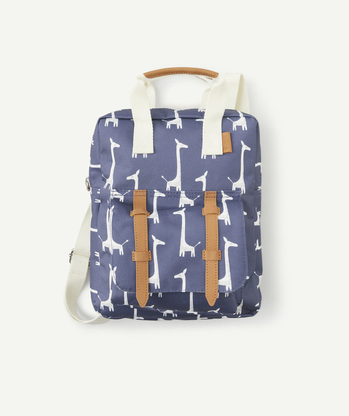   - SAC À DOS BLEU GIRAFE EN PLASTIQUE RECYCLÉ ENFANT