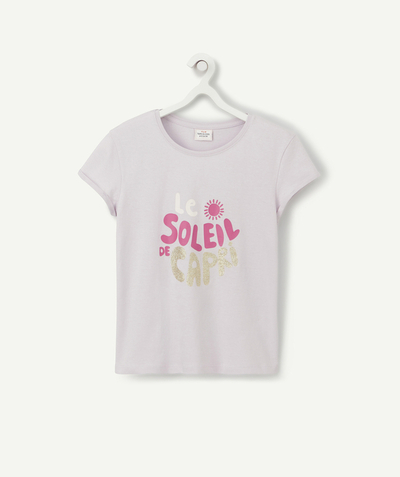 CategoryModel (8824896389262@14)  - PAARS MEISJESSHIRT MET GEFLOCKT ROZE OPSCHRIFT EN GLITTERS