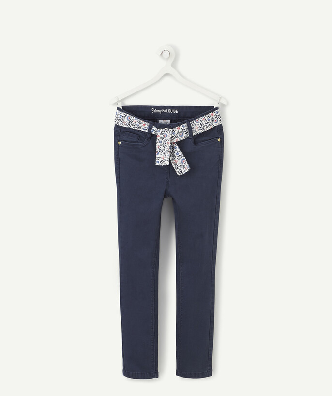   - LOUISE - MARINEBLAUWE SKINNY BROEK MET RIEM MAAT +