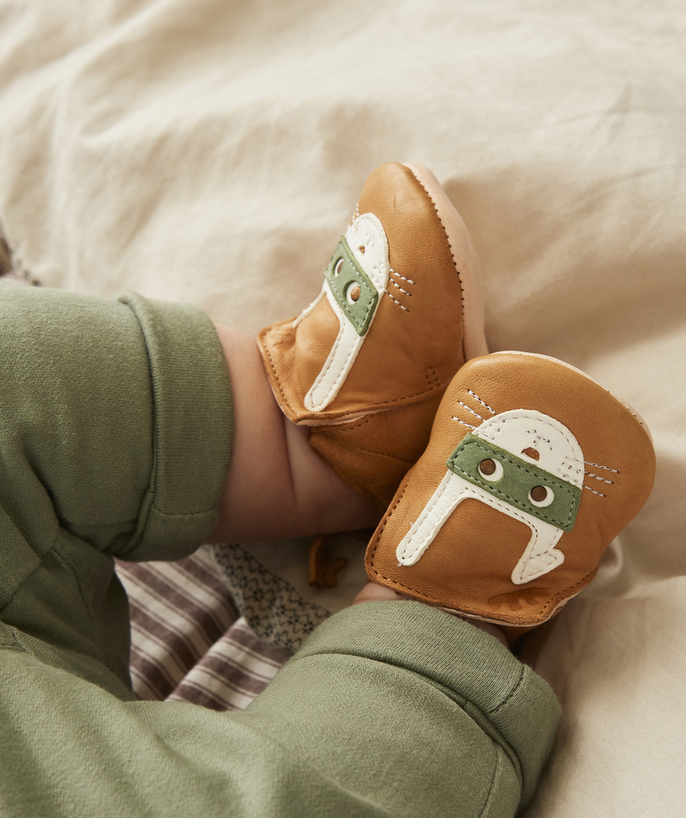   - CAMEL LEDEREN SLIPPER MET KONIJN