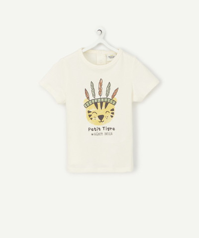 CategoryModel (8824502976654@15)  - ECRU T-SHIRT VAN GERECYCLEERD KATOEN, MET INDISCHE TIJGER, VOOR JONGENSBABY