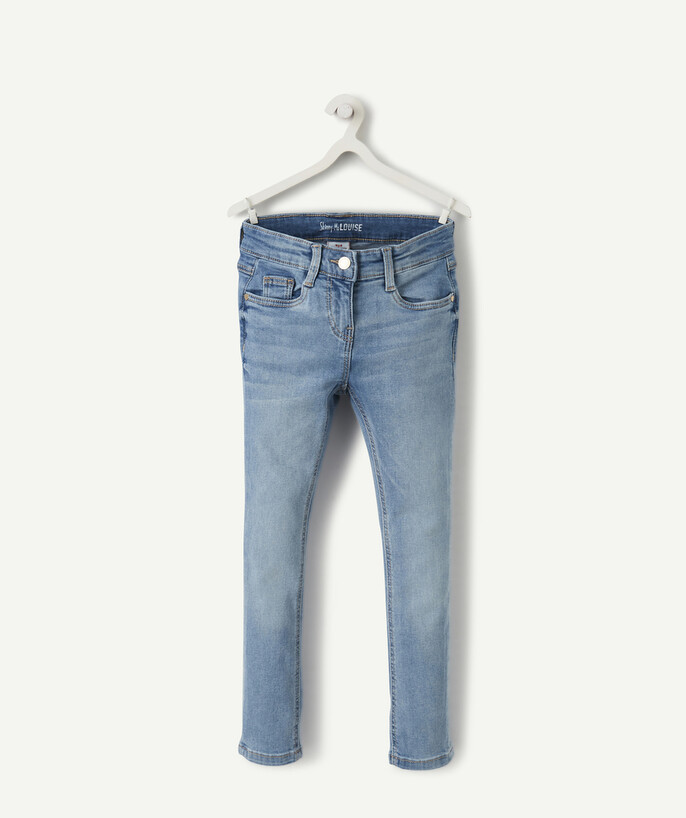   - LOUISE - LICHTBLAUWE SKINNY JEANS MET HARTVORMIGE KLINKNAGELS MAAT +