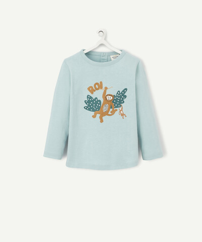 CategoryModel (8825519505550@391)  - LE T-SHIRT BLEU PASTEL EN COTON BIOLOGIQUE ET AVEC SINGES