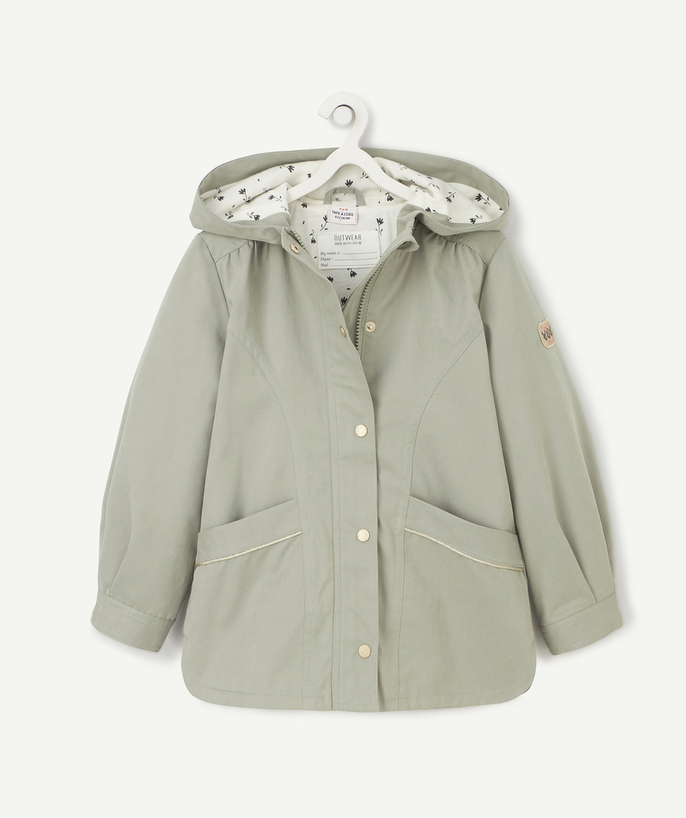   - KAKI LICHTGEWICHT PARKA MET ACCENTEN EN CAPUCHON