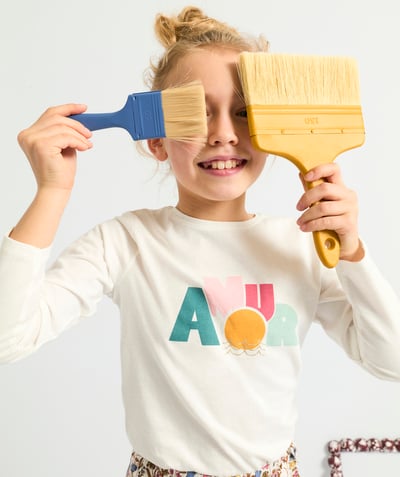 CategoryModel (8824502943886@29)  - T-SHIRT EN FIBRES RECYCLÉES BLANC AVEC MESSAGE COLORÉ FILLE