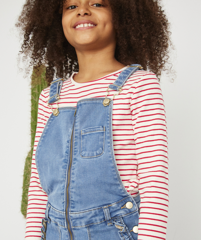   - LE T-SHIRT RAYÉ ET CÔTELÉ ROUGE ET BLANC EN COTON BIOLOGIQUE