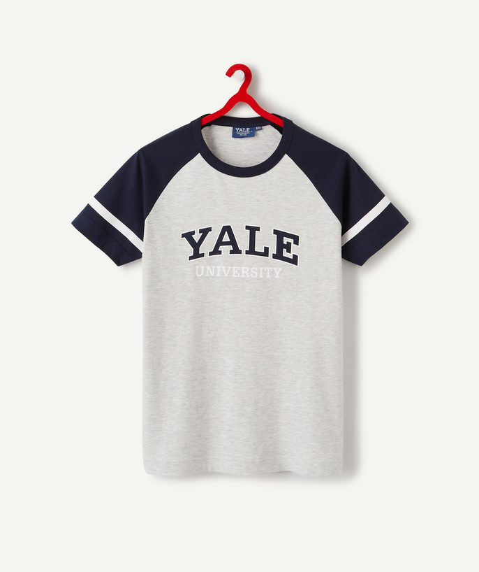   - YALE UNIVERSITY ® - BLAUW EN GRIJS T-SHIRT VAN BIOLOGISCH KATOEN