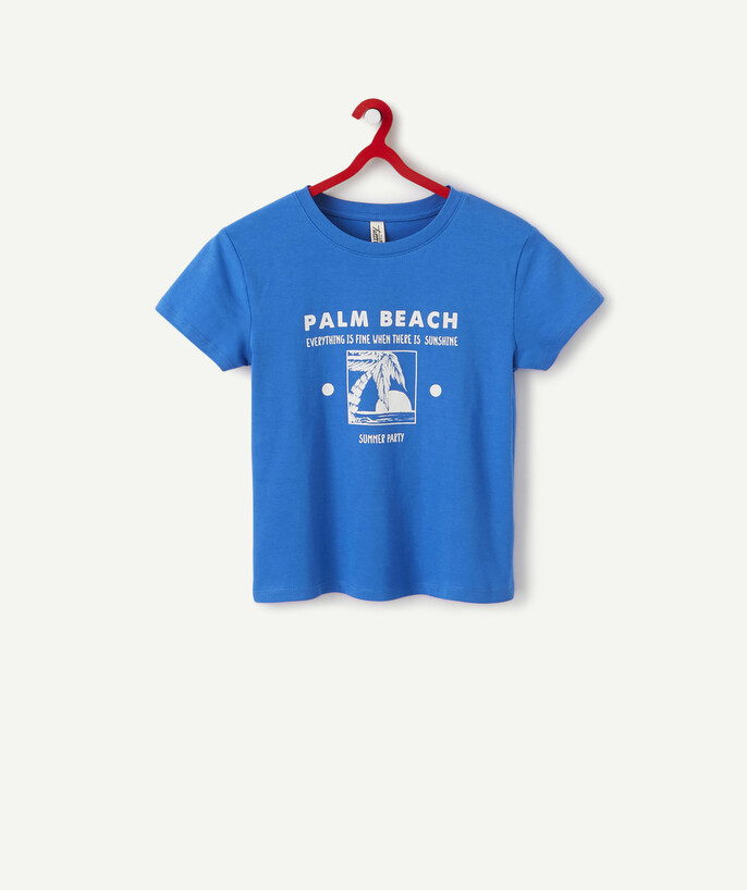   - ELEKTRISCH BLAUW T-SHIRT VAN BIOLOGISCH KATOEN