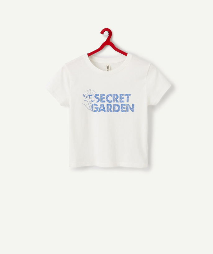   - LE T-SHIRT BLANC AVEC MESSAGE BLEU EN COTON BIOLOGIQUE