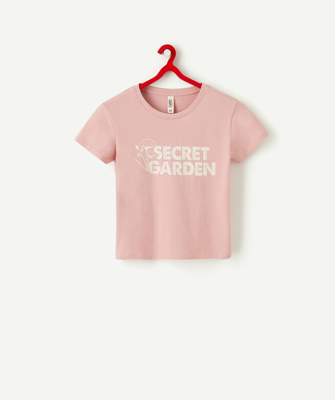   - LE T-SHIRT ROSE AVEC MESSAGE EN COTON BIOLOGIQUE