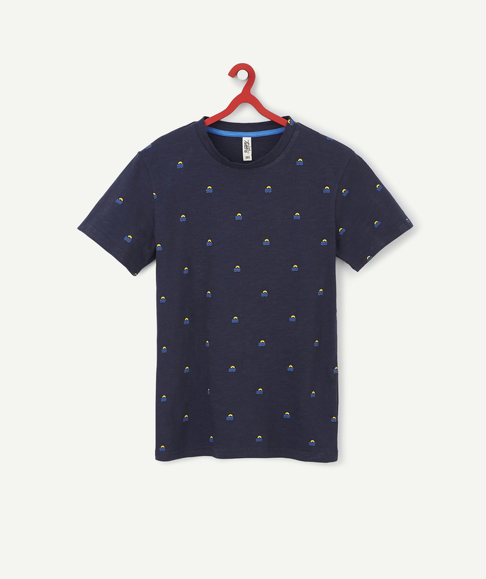   - LE T-SHIRT BLEU EN COTON BIOLOGIQUE À MOTIFS