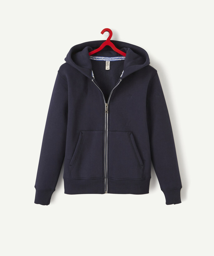   - LE SWEAT BLEU MARINE ZIPPÉ ET À CAPUCHE