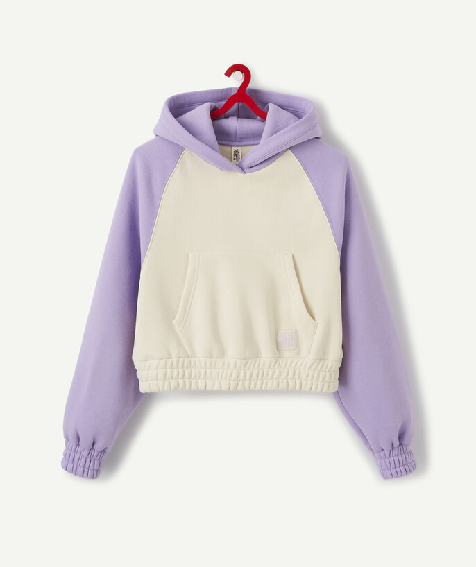   - LE SWEAT COURT PARME ET BEIGE À CAPUCHE 