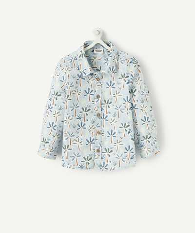 CategoryModel (8826076004494@13)  - LA CHEMISE BLEU CIEL EN COTON IMPRIMÉ PALMIERS