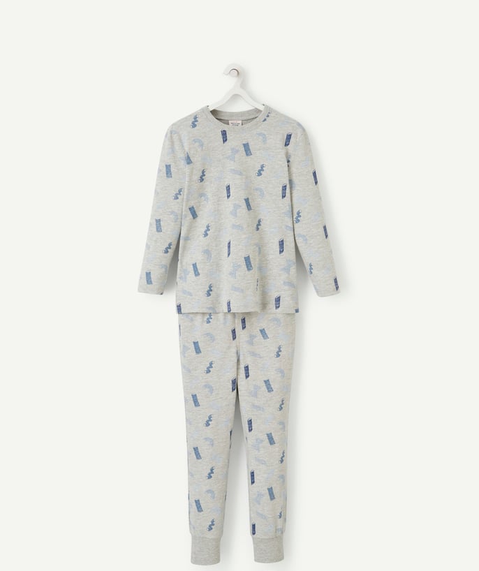   - PYJAMA GARÇON EN COTON GRIS THÈME PASTA 