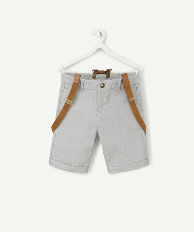 CategoryModel (8821764522126@5512)  - LE SHORT CHINO RAYÉ GRIS ET BLANC AVEC BRETELLES CAMEL