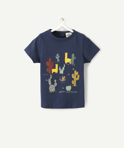 CategoryModel (8826076004494@13)  - LE T-SHIRT BLEU MARINE AVEC LAMAS ET CACTUS EN COTON BIOLOGIQUE