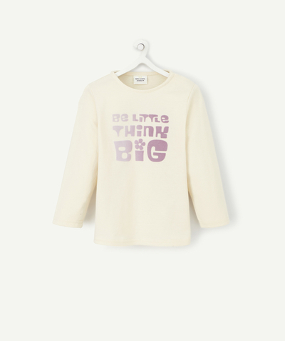 CategoryModel (8826076004494@13)  - T-SHIRT BEIGE BÉBÉ FILLE AVEC MESSAGE VIOLET