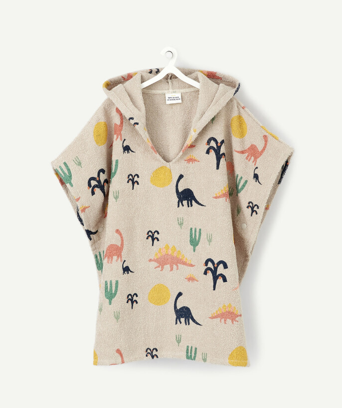   - LE PONCHO BEIGE POUR LA PLAGE AVEC IMPRIMÉ DINOSAURES 