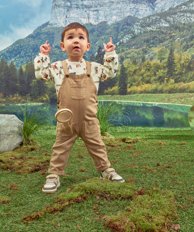 CategoryModel (8821758296206@2656)  - SALOPETTE BEIGE EN COTON MÉLANGÉ AVEC POCHES BÉBÉ GARÇON