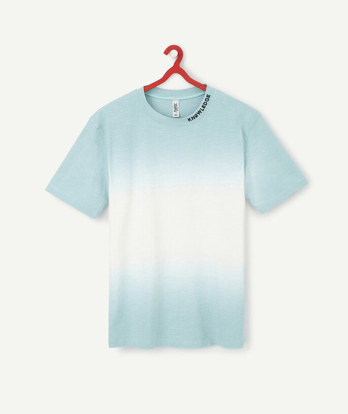   - LE T-SHIRT EN COTON BIOLOGIQUE TIE AND DYE BLEU AVEC MESSAGE