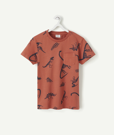 CategoryModel (8824503009422@13)  - ROOD T-SHIRT VAN BIOLOGISCH KATOEN, MET FLOCK MOTIEVEN, VOOR JONGENS