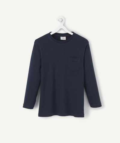 CategoryModel (8824896946318@530)  - MARINEBLAUW, KATOENEN T-SHIRT MET ZAKJE, VOOR JONGENS