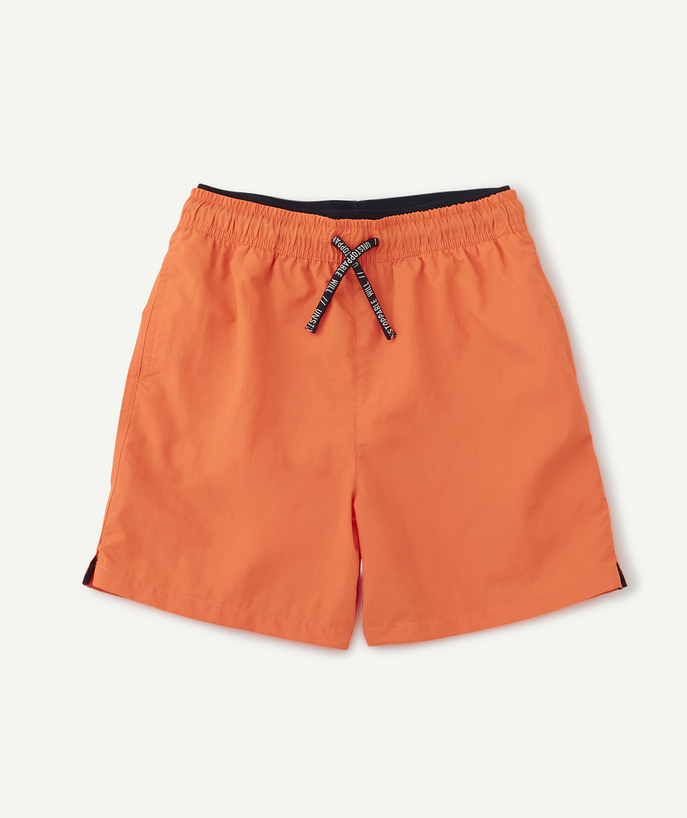   - FLUOR-ORANJE ZWEMSHORT MET MARINEBLAUWE DETAILS