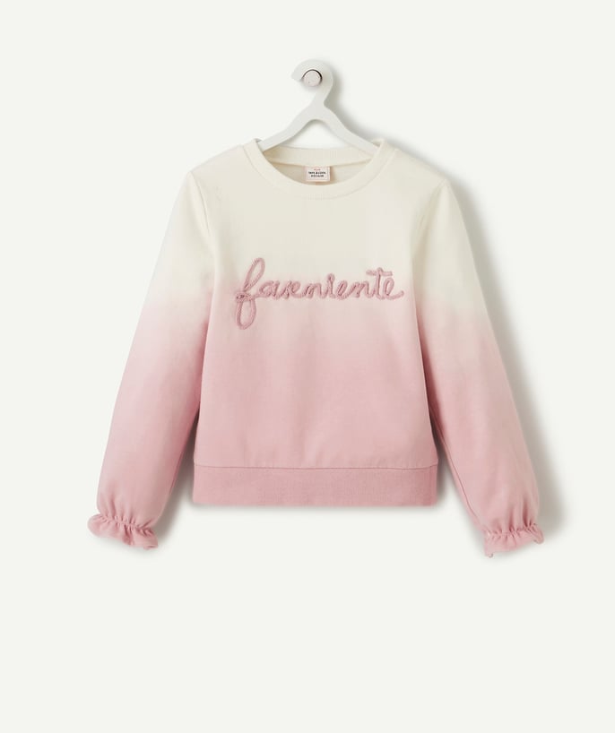   - ROZE EN WITTE SWEATER MET BORDUURBOODSCHAP