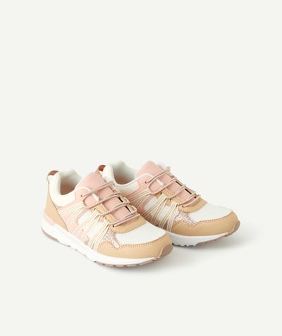 CategoryModel (8821759639694@6270)  - BASKETS FILLE BEIGE ET ROSE PÂLE AVEC LACETS ÉLASTIQUÉS