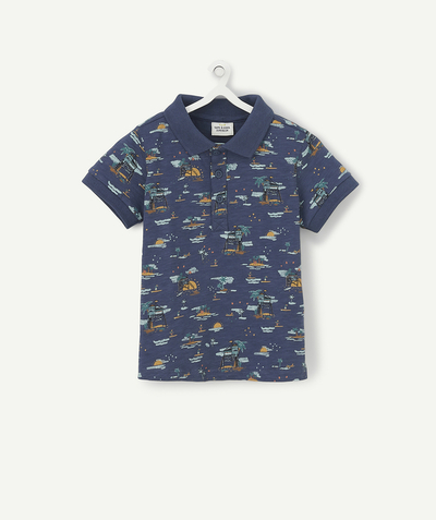 CategoryModel (8821758296206@2656)  - MARINEBLAUWE, KATOENEN POLO MET VAKANTIEPRINT