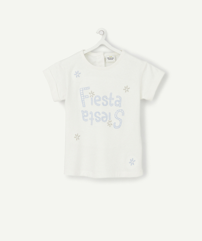 CategoryModel (8824896520334@13)  - T-SHIRT BÉBÉ FILLE EN COTON BIOLOGIQUE BLANC AVEC MESSAGE BRODÉ