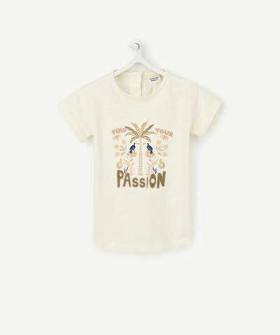 CategoryModel (8824896520334@13)  - T-SHIRT BÉBÉ FILLE EN COTON BIOLOGIE ÉCRU AVEC MESSAGE