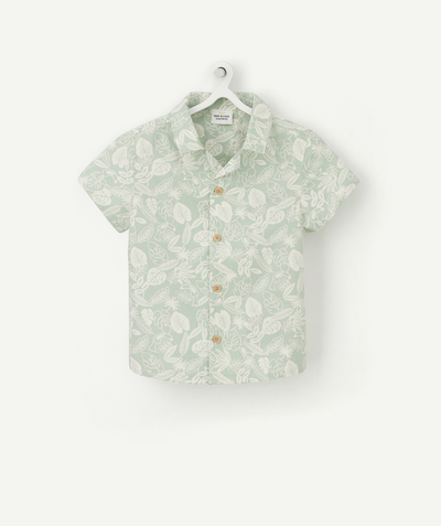 CategoryModel (8824502943886@29)  - CHEMISE BÉBÉ GARÇON EN COTON VERT D'EAU IMPRIMÉE AVEC FEUILLES