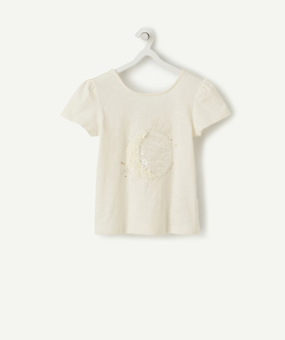 CategoryModel (8821759639694@6270)  - LE T-SHIRT ÉCRU EN COTON BIOLOGIQUE AVEC ANIMATION EN SEQUINS