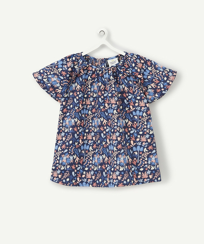 CategoryModel (8821752201358@64)  - BLOUSE BÉBÉ FILLE BLEUE MARINE EN COTON AVEC IMPRIMÉ FLEURI