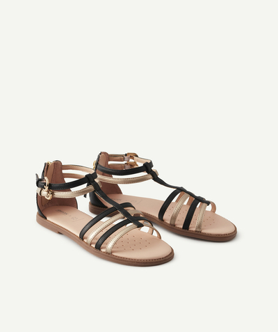 CategoryModel (8824503042190@78)  - GOUD EN ZWART SANDALEN MET RITS