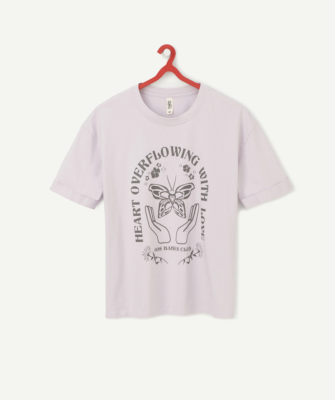   - LE T-SHIRT VIOLET EN COTON BIOLOGIQUE AVEC ANIMATION PAPILLON 