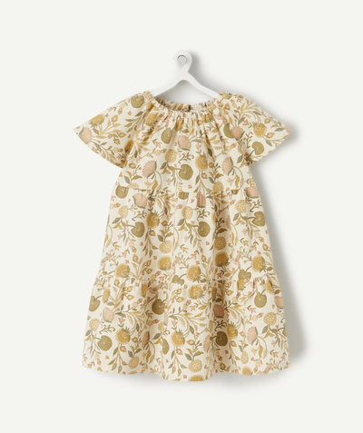 CategoryModel (8825420775566@324)  - ROBE EN COTON BÉBÉ FILLE ÉCRUE ET IMPRIMÉE FLORAL