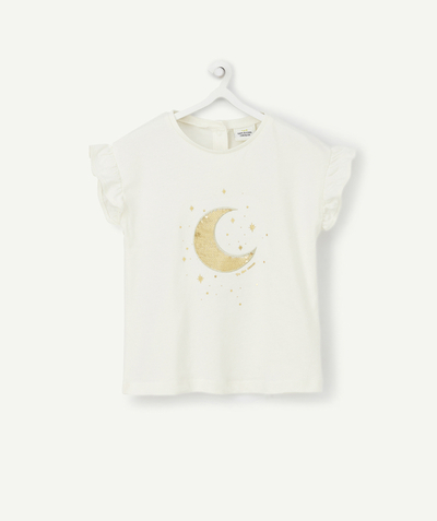 CategoryModel (8821752627342@3679)  - T-SHIRT ÉCRU BÉBÉ FILLE EN COTON BIOLOGIQUE AVEC LUNE À SEQUINS