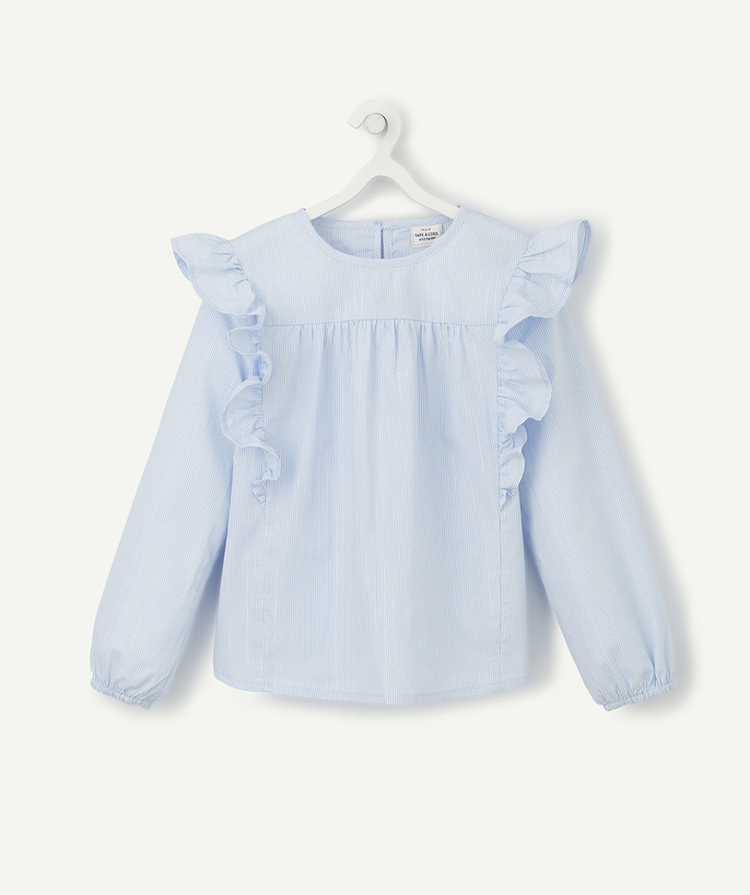   - LA CHEMISE BLEUE EN COTON AVEC LISERÉS COULEUR ARGENTÉE