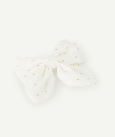 CategoryModel (8826076004494@13)  - BARRETTE BÉBÉ FILLE AVEC NOEUD BLANC ET POIS COULEUR DORÉE