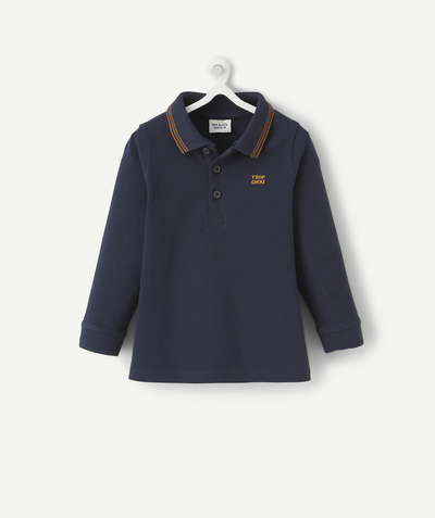 CategoryModel (8824896192654@13)  - MARINEBLAUWE POLO VAN KATOENPIQUÉ, MET BOODSCHAP, VOOR JONGENSBABY