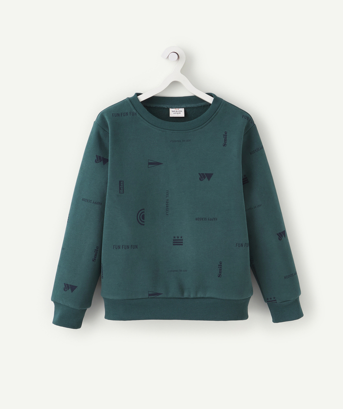   - GROEN KATOENEN SWEATSHIRT MET LANGE MOUWEN EN JONGENSMOTIEF