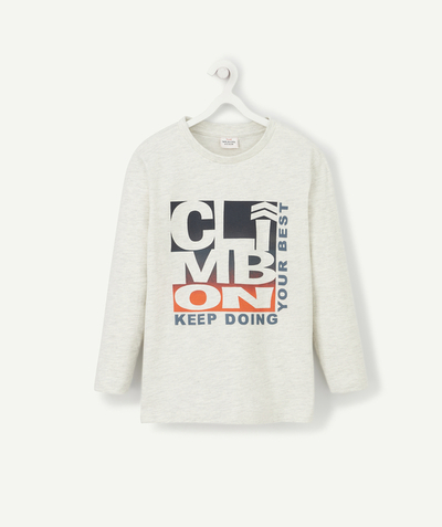 CategoryModel (8824502943886@29)  - T-SHIRT GRIS CHINÉ EN COTON AVEC MESSAGE FLOQUÉ GARÇON