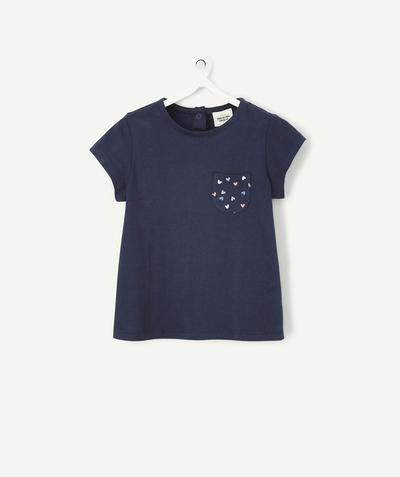 CategoryModel (8824437670030@2163)  - T-SHIRT BÉBÉ FILLE EN COTON BLEU MARINE ET IMPRIMÉ COEURS