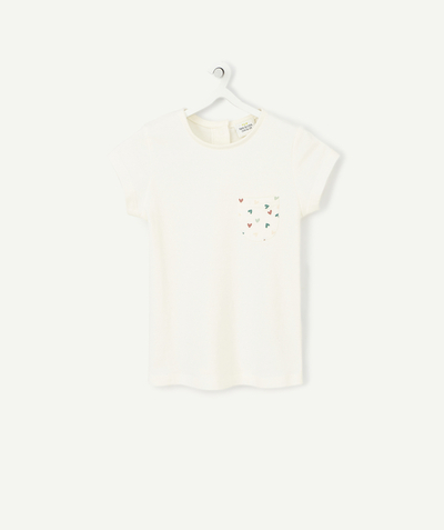 CategoryModel (8824896422030@11)  - T-SHIRT ÉCRU BÉBÉ FILLE MANCHES COURTES AVEC MOTIFS COEURS